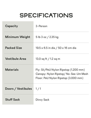 Tienda de Camping NEMO Kunai 2 Personas 3-4 Temporada