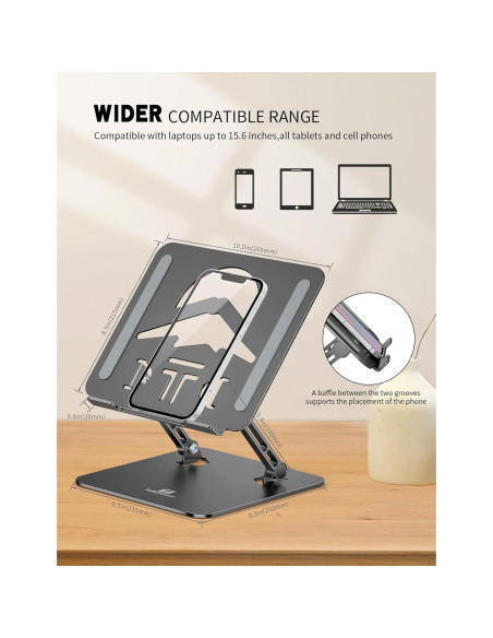 Soporte para Laptop ToBeoneer Ajustable Plegable 39.62 cm Negro