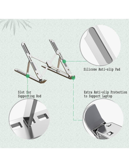 Soporte de Laptop Aluminio OMurga Ajustable Plegable Plata