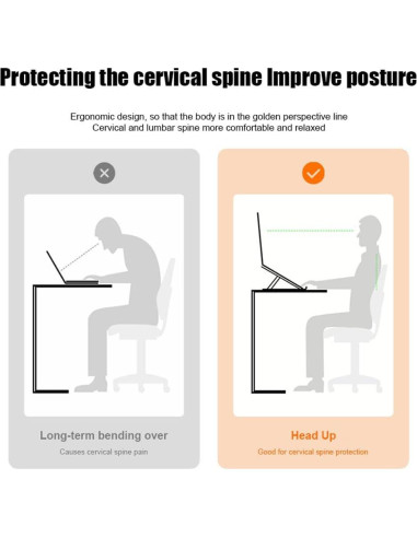 Soporte de Laptop Aluminio OMurga Ajustable Plegable Plata