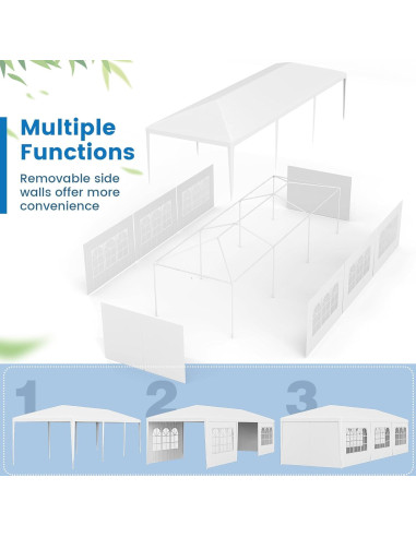 Carpa de Fiesta Tangkula 3.05x9.14m Blanca con 6 Paredes