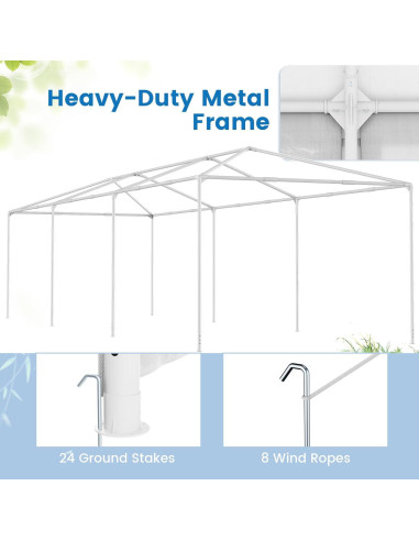 Carpa de Fiesta Tangkula 3.05x9.14m Blanca con 6 Paredes