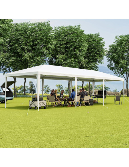 Carpa de Fiesta Tangkula 3.05x9.14m Blanca con 6 Paredes