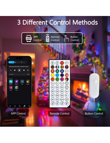 Luces de Navidad LED RGB JMEXSUSS 100 luces 10m Control Remoto
