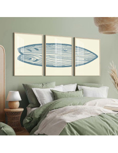 Decoración de Pared ZZJYYC 3 Piezas Acuarela Azul 40x60 cm 2