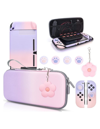 Estuche de Transporte DLseego Rosa y Morado para Switch