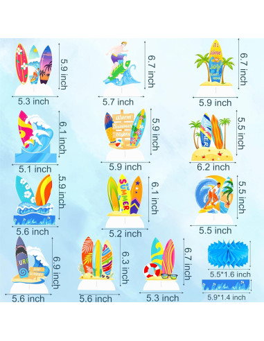 Centros de mesa de surf de playa C L Cooper Life 12 Pcs