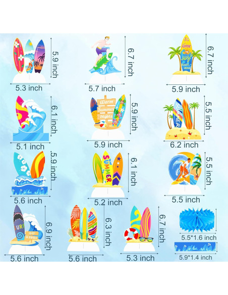 Centros de mesa de surf de playa C L Cooper Life 12 Pcs