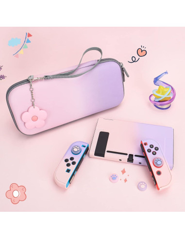 Estuche de Transporte DLseego Rosa y Morado para Switch