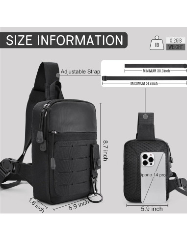 Bolsa Cruzada Táctica MOZETO Pequeña con Cierres YKK