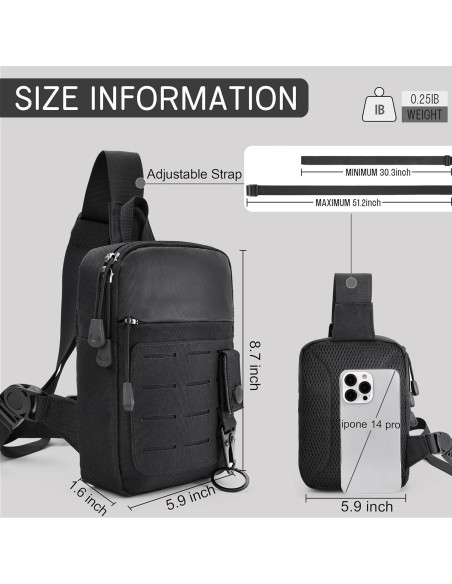 Bolsa Cruzada Táctica MOZETO Pequeña con Cierres YKK