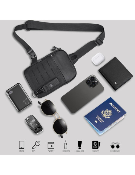 Bolsa Cruzada Táctica MOZETO Pequeña con Cierres YKK