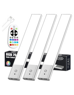 Luces LED Diomart Bajo Gabinete 3 Pzs Control Remoto 15 Colores