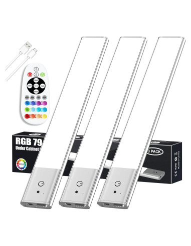 Luces LED Diomart Bajo Gabinete 3 Pzs Control Remoto 15 Colores