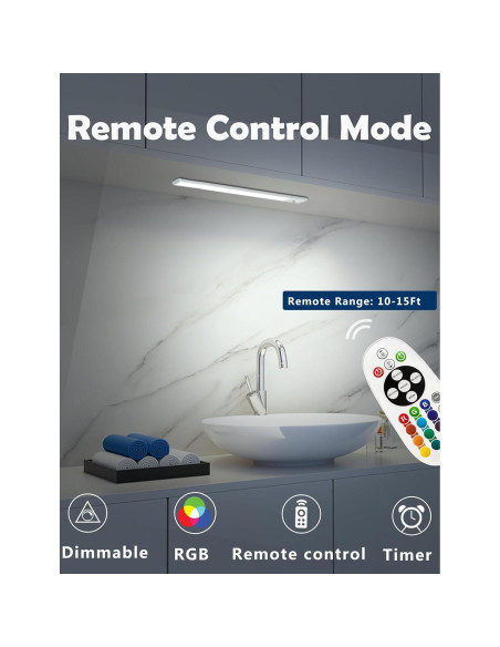 Luces LED Diomart Bajo Gabinete 3 Pzs Control Remoto 15 Colores