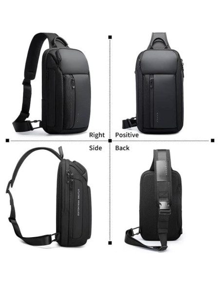 BANGE Bolsa Cruzada Impermeable para Hombres - Negro