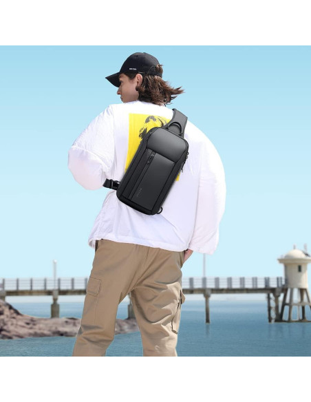 BANGE Bolsa Cruzada Impermeable para Hombres - Negro