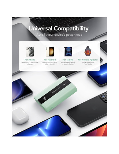 Banco de Energía VRURC 20000mAh Carga Rápida USB C Verde