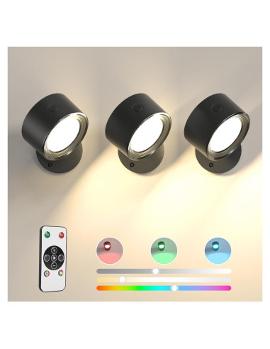 Luces de Pared LED Lightbiz 3 Pcs RGB Recargables 3000mAh
