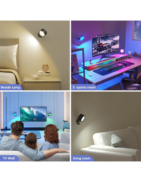 Luces de Pared LED Lightbiz 3 Pcs RGB Recargables 3000mAh