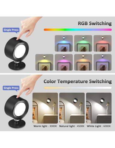 Luces de Pared LED Lightbiz 3 Pcs RGB Recargables 3000mAh