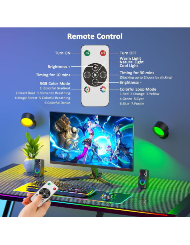 Luces de Pared LED Lightbiz 3 Pcs RGB Recargables 3000mAh