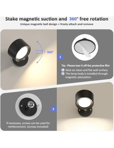 Luces de Pared LED Lightbiz 3 Pcs RGB Recargables 3000mAh