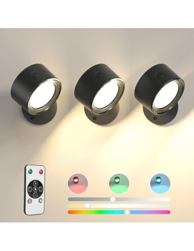Luces de Pared LED Lightbiz 3 Pcs RGB Recargables 3000mAh
