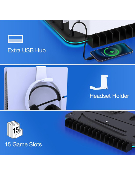 Soporte de Enfriamiento y Carga PS5 EUROA Slim/Digital