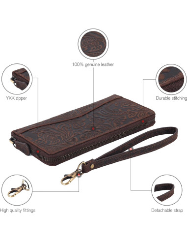 Billetera de Cuero Oak Leathers para Mujeres RFID Marrón