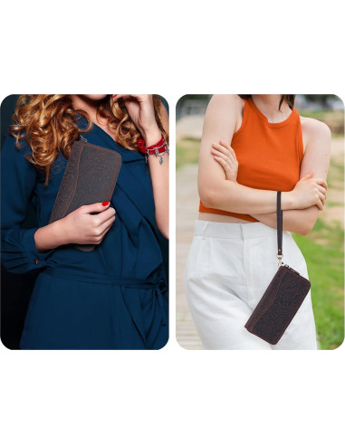 Billetera de Cuero Oak Leathers para Mujeres RFID Marrón