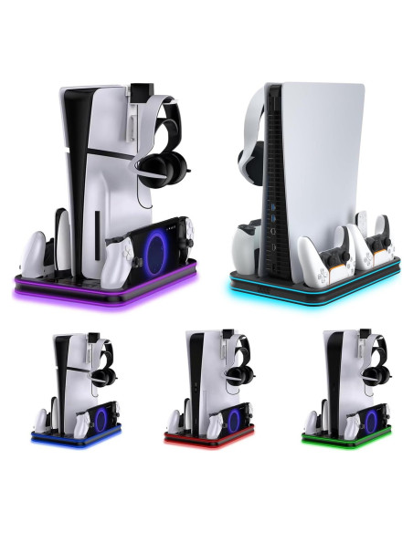 Dock de Carga y Enfriamiento PS5 OLYGIVE con RGB y Ventilador