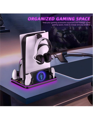 Dock de Carga y Enfriamiento PS5 OLYGIVE con RGB y Ventilador