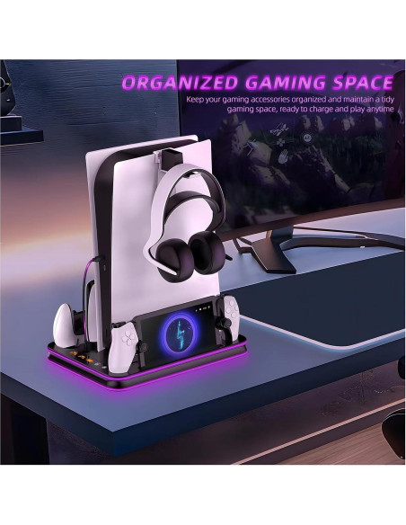 Dock de Carga y Enfriamiento PS5 OLYGIVE con RGB y Ventilador