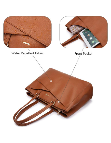 Bolsa Tote LOVEVOOK para Laptop 15.6" Marrón Impermeable