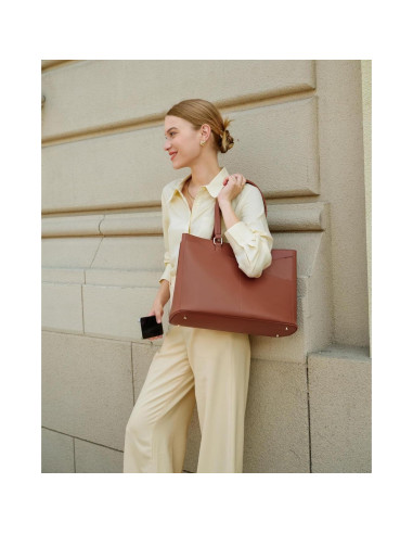 Bolsa Tote LOVEVOOK para Laptop 15.6" Marrón Impermeable