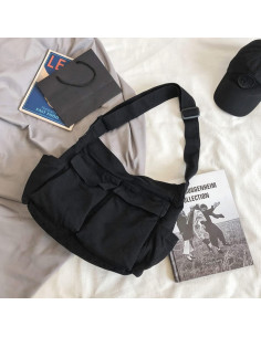 Bolsa Mensajera GAXOS Vintage Negra para Laptop 39.9 cm 2