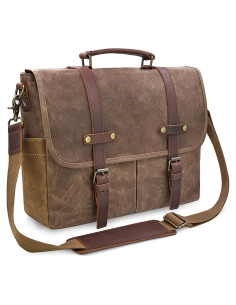Bolsa Mensajera NEWHEY 15.6" Impermeable Cuero y Lona