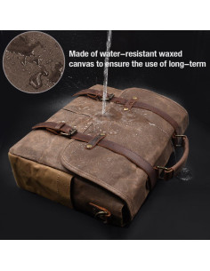 Bolsa Mensajera NEWHEY 15.6" Impermeable Cuero y Lona 2