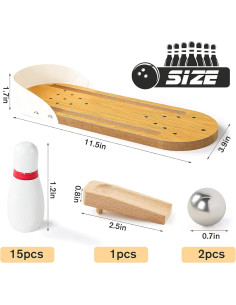 Juego de Bolos Mini 3 Nutrias de Madera para Escritorio 2