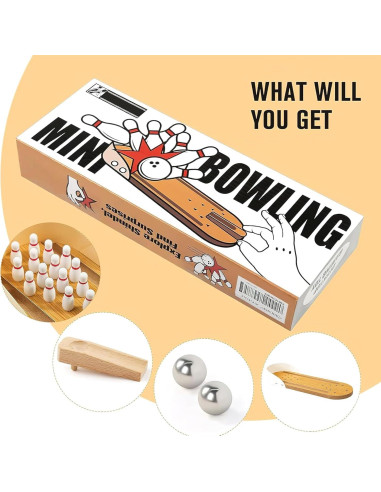 Juego de Bolos Mini 3 Nutrias de Madera para Escritorio