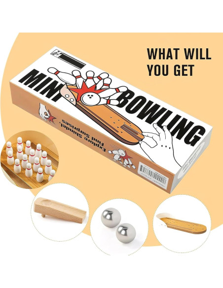 Juego de Bolos Mini 3 Nutrias de Madera para Escritorio