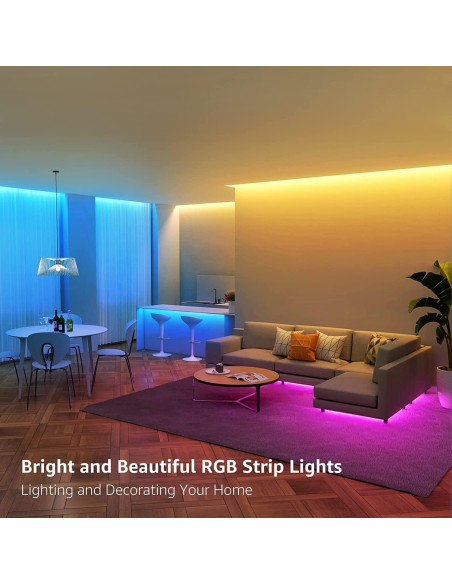 Tira LED Lepro 20m RGB 5050 con Control Remoto y Clips