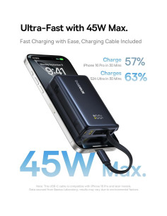 Baseus Power Bank 10000mAh 45W Carga Rápida USB-C Negro 2