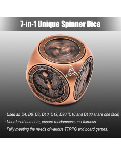 Dados Spinner 7 en 1 Wunhunew de Cobre para RPG D&D 2