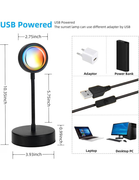 Proyector de Lámpara de Atardecer JIMEI 10W RGB 360