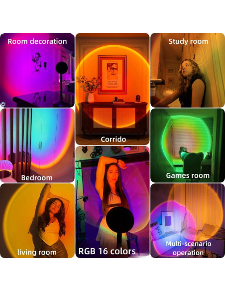 Proyector de Lámpara de Atardecer JIMEI 10W RGB 360