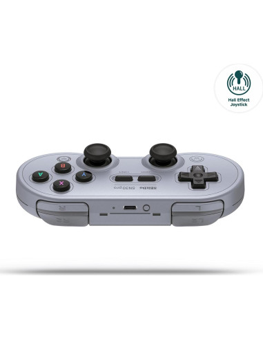 Controlador Bluetooth 8Bitdo SN30 Pro Gris, Joystick Hall