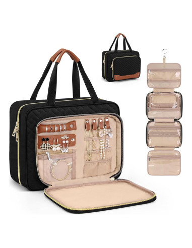 Bolsa de Aseo Wedama Grande Negra con Organizador de Joyería