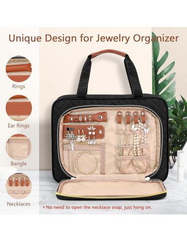 Bolsa de Aseo Wedama Grande Negra con Organizador de Joyería